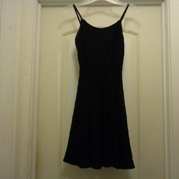 COQUETTE CLUBWEAR BODY EXTERIORS BLACK LACEY STRETCH FLARE DRESS SMALL - Picture 11 of 11